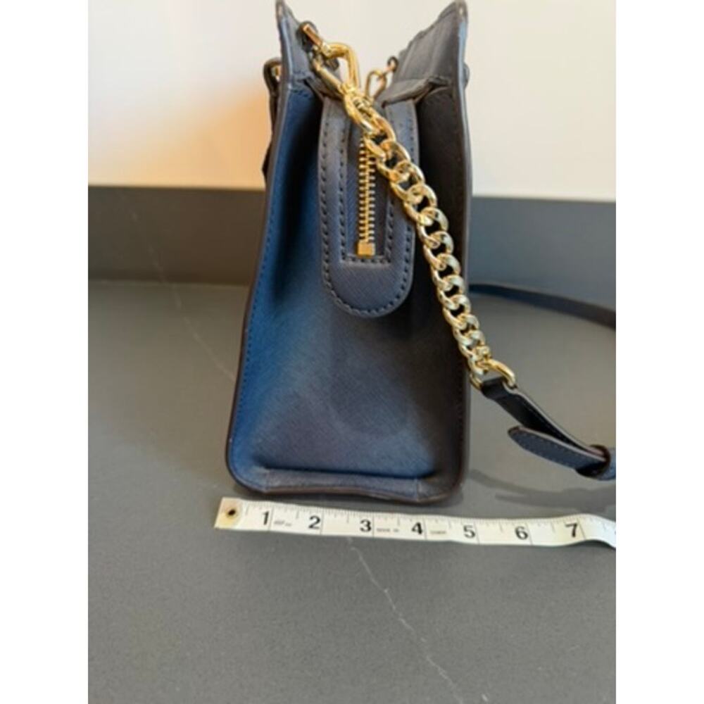 Michael Kors Quinn Satchel Navy Blue Saffiano Leather Top Handle Bag Medium - Picture 4 of 12